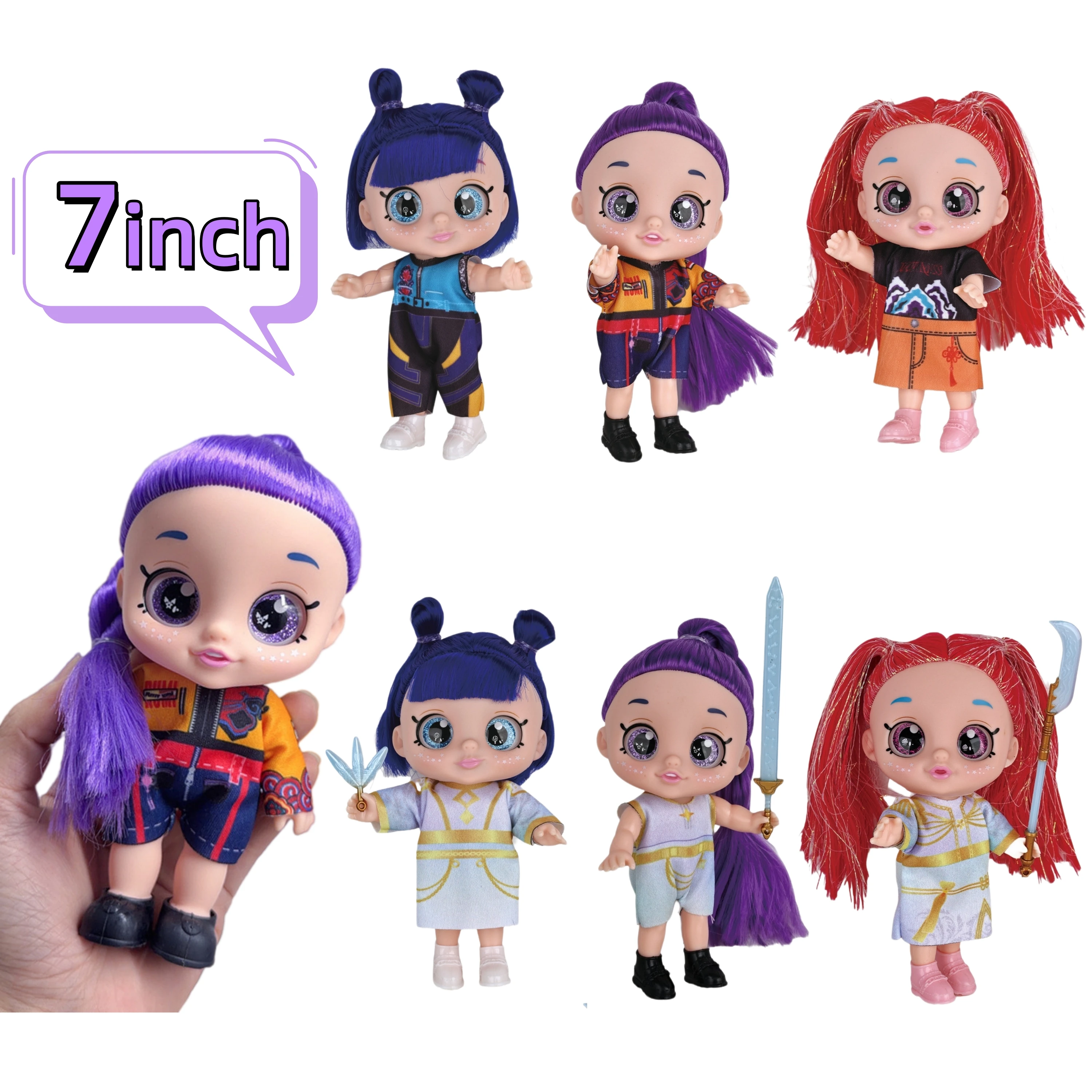 

7 Inch Vinyl Dolls 5D Big Eyes Movable Joints Cartoon Doll with Music Cute Collectible Figure Toy for Girls Kids Birthday Gift