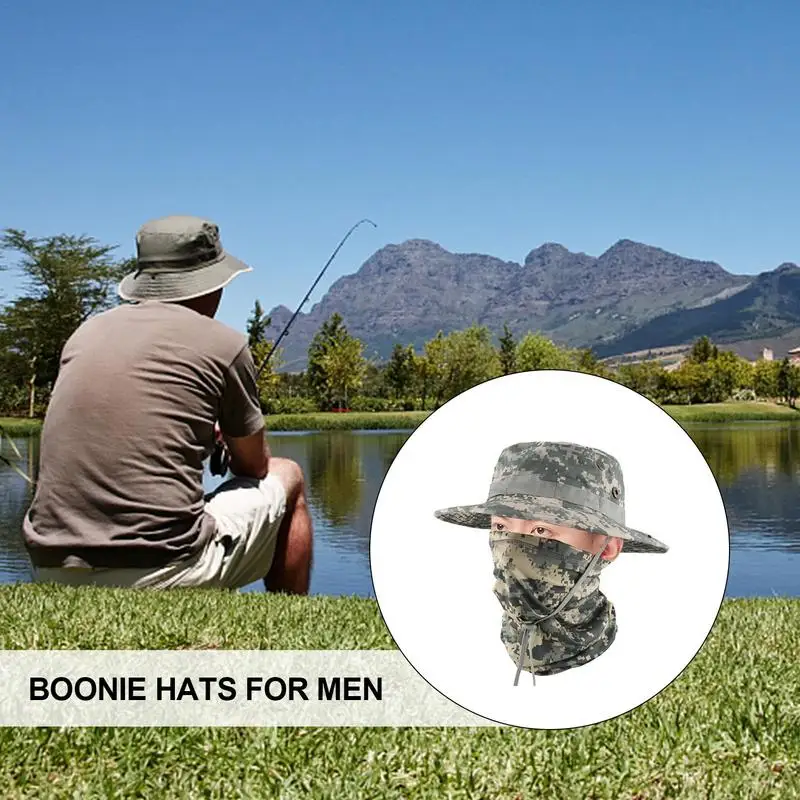 Boonie Hat With Neck Flap Adjustable Boonie Hats Men Breathable Sun Protection Fishing Hat For Men Summer Men's Sun Hat