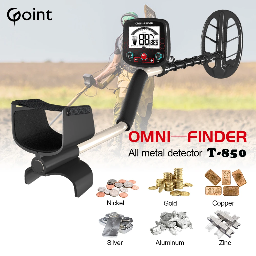 T-850 Gold Detector Professional High Sensitivity Powerful Treasure Finder Waterproof Coil LCD Display Industrial Metal Detector