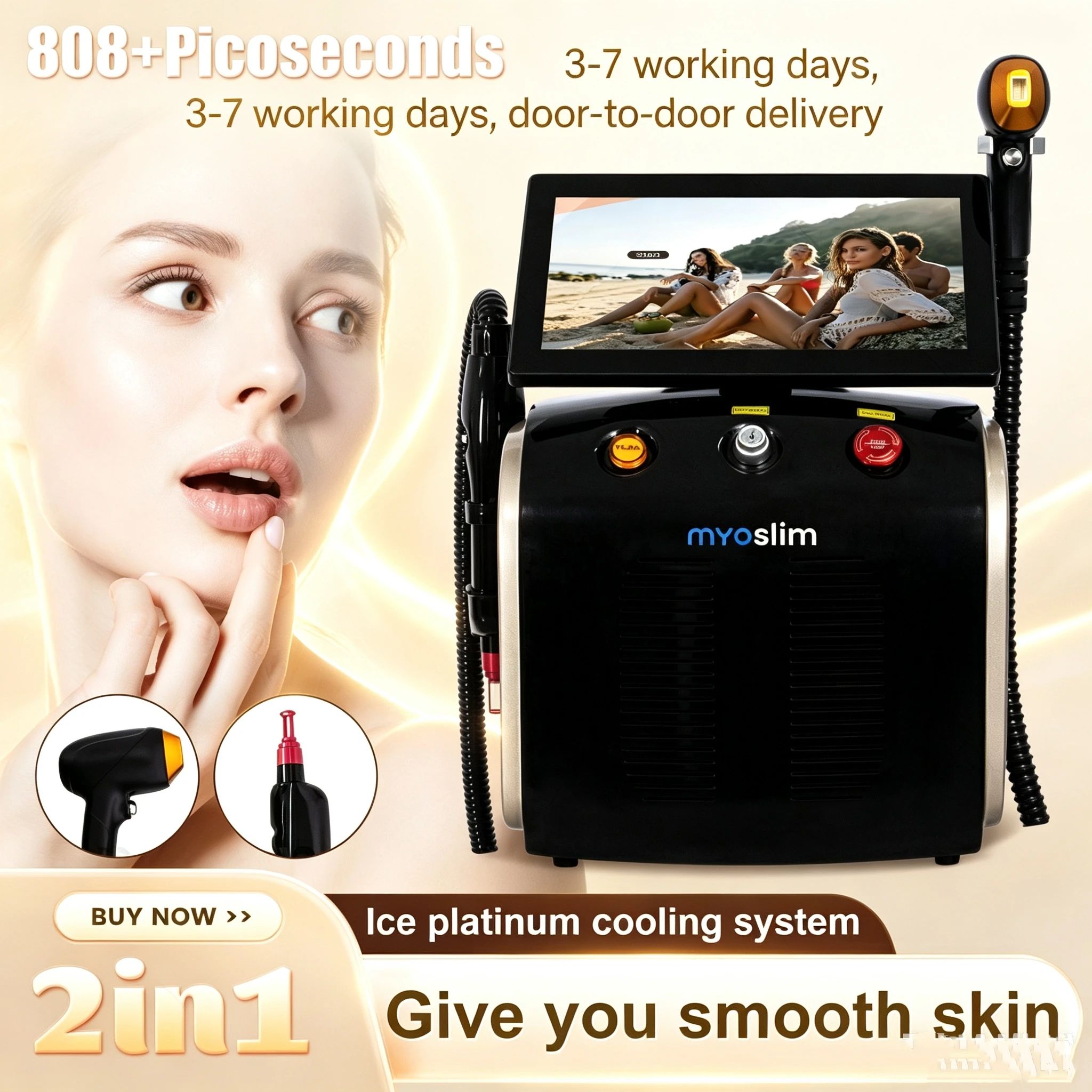 2 In 1 Diode lase 808NM Hair Removal Pico Second Machine With 3 Wavelength Tattoo Removal Epilator Equipment 755nm 808nm 1064nm