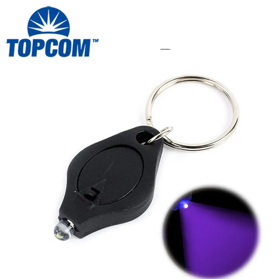 TopCom With 365-395nm Wave Length Lovely Mini UV LED Keychain Light Flashlight Torch easy portable currency detector