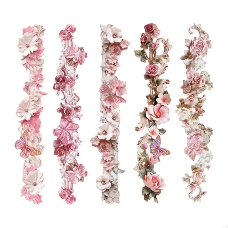 Y5LB 10Pcs Flower Decorative Border Sticker Scrapbooking Sticker for Journal Planner