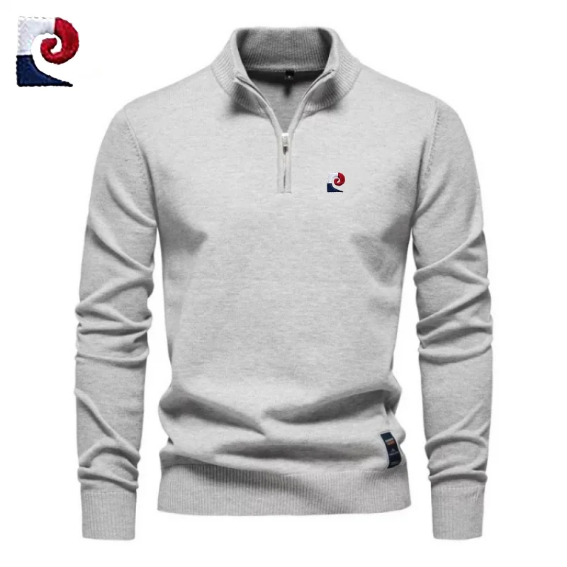 قميص بولو محبوك عالي الجودة بنصف سحاب للرجال جديد، كاجوال، دافئ ومتعدد الاستخدامات