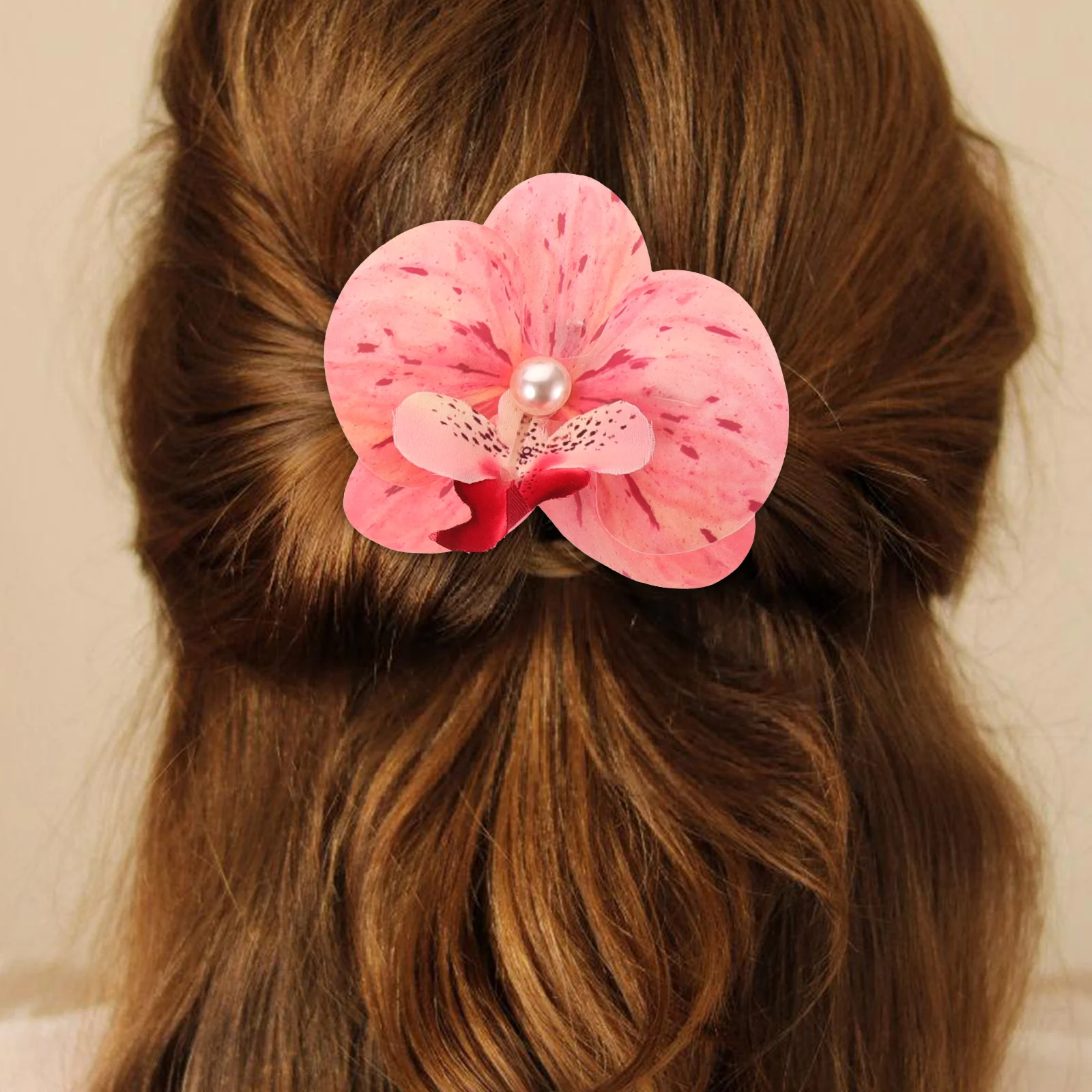 

8pcs Simulated Orchid Hair Clip Set Durable Artificial Flowers Beach Party Accessories Variety Colors Realistic Design Hair