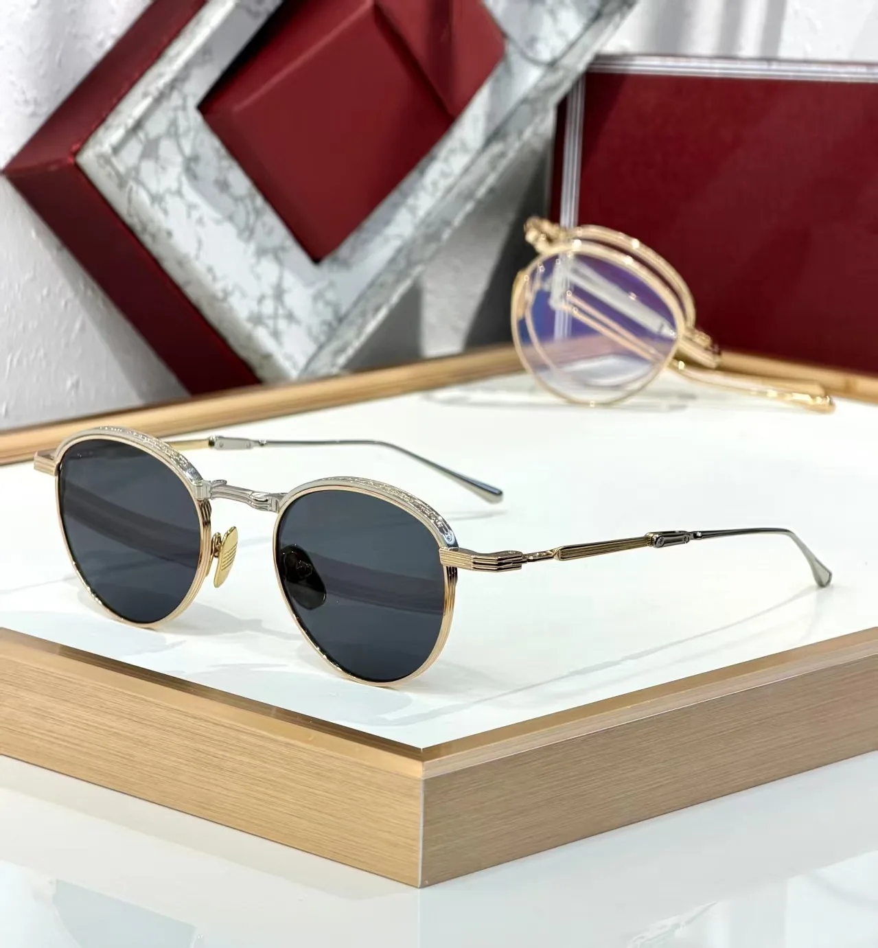 Archibald's new personalized vintage metal round sunglasses, foldable JMM high-quality UV-blocking sunglasses