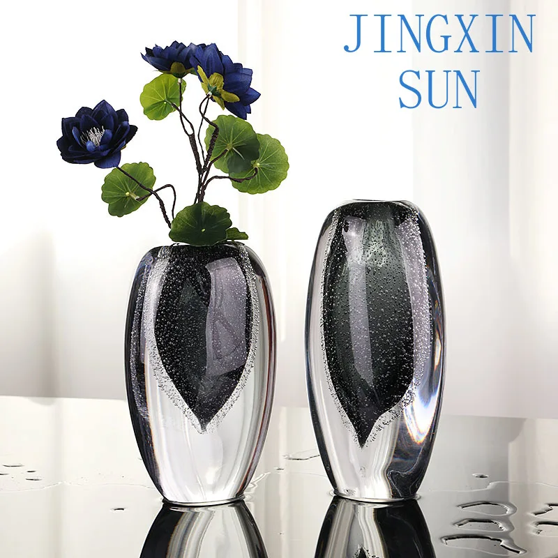 Modern Minimalist Glazed Glass Vase for Living Room Desktop Decoration Creative Flower Arrangement Model Room Soft Decor for