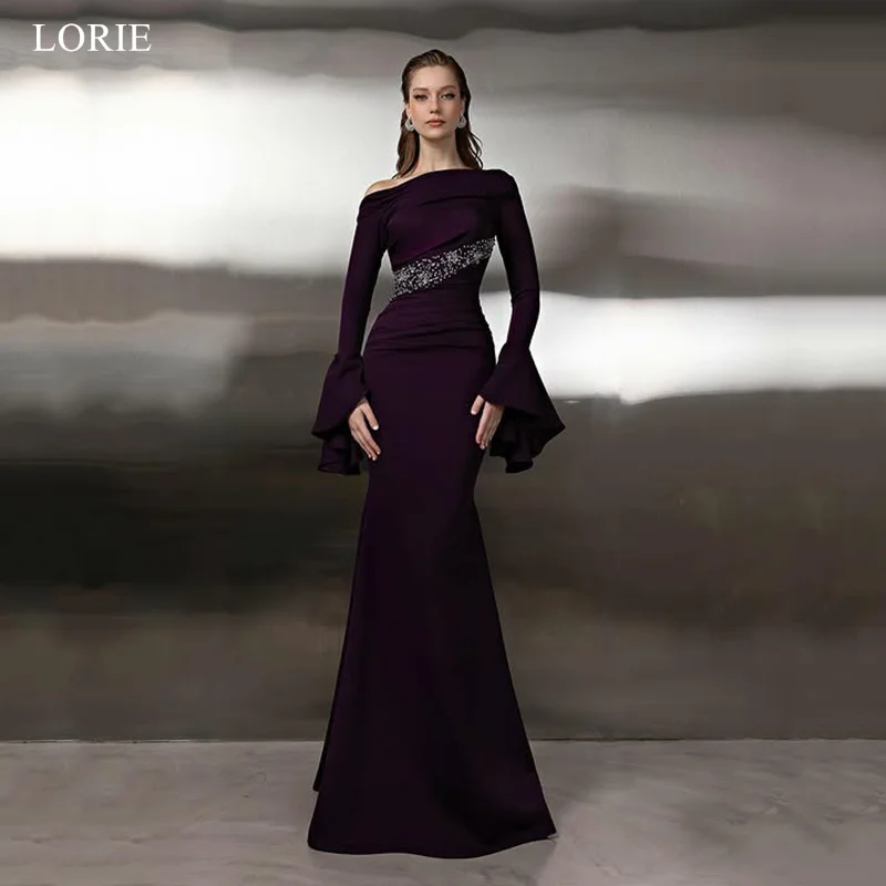LORIE Elegant Purple Evening Dresses Sequined Mermaid Evening Prom Dress Maxi Bodybon Floor-Length Prom Gowns Customized