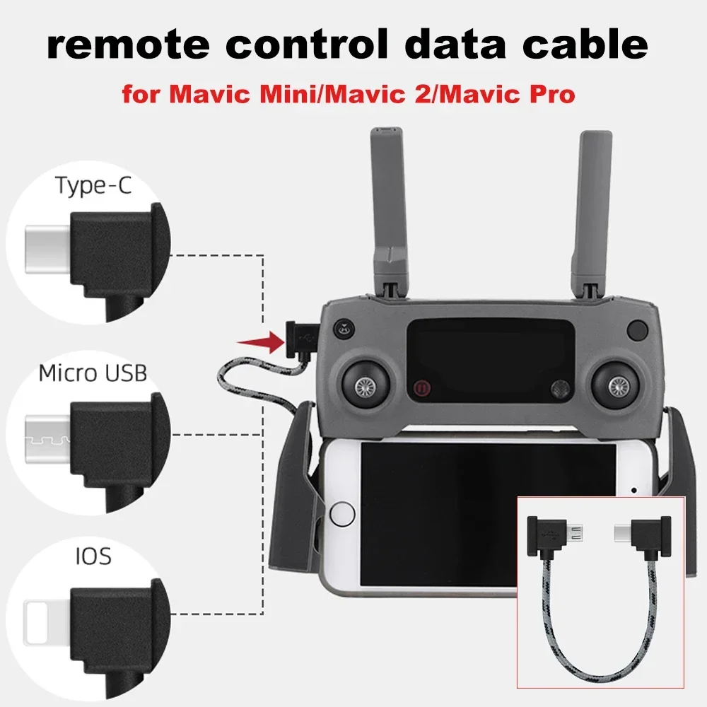 Câble de données de télécommande pour DJI Mavic Mini/Mavic 2/Pro/Air/Spark/Mini SE, accessoire d'extension de téléphone tablette