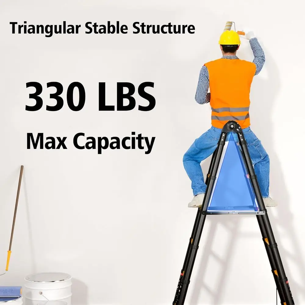 Telescoping A-Frame Ladder, 6 Step, ANSI Certified, Type IA Heavy Duty, 330 lbs Max Capacity, Aluminum Extension Ladder for Home