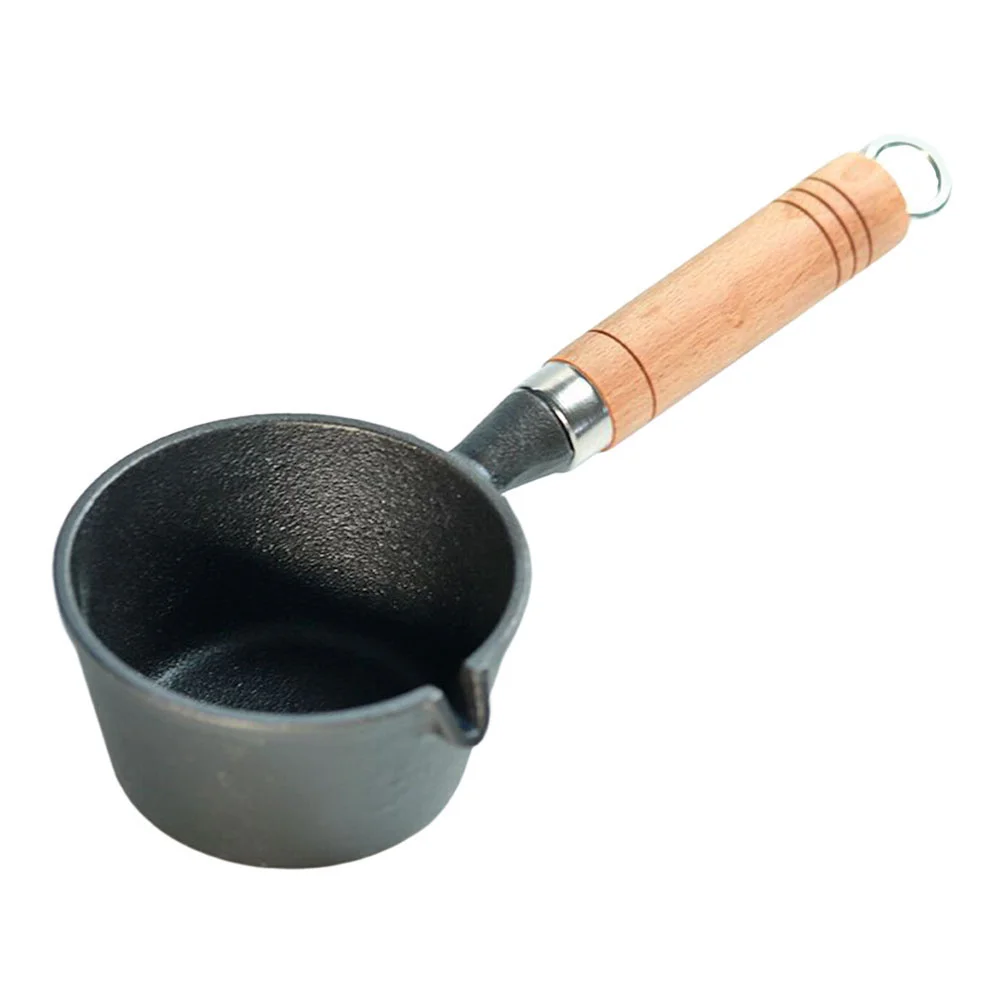 

Omelet Pan Mini Hot Oil Baby Cooking Pot Kitchen Cast Iron Melting with Wooden Handle