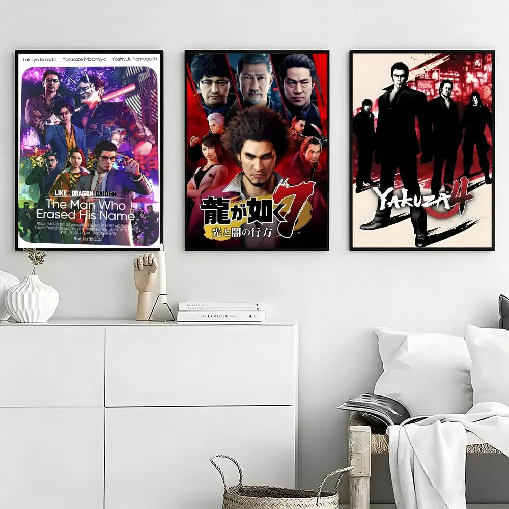 Yakuza Like a Dragon Game Selfadhesive Poster Self-adhesive Art Waterproof Paper Sticker Coffee House Bar Room Wall Decor