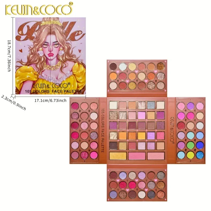 KEVIN&COCO 105 Color Baby Princess Eye Shadow Bright Color Makeup Blush Comprehensive Makeup Disk Pearl Matte Glos