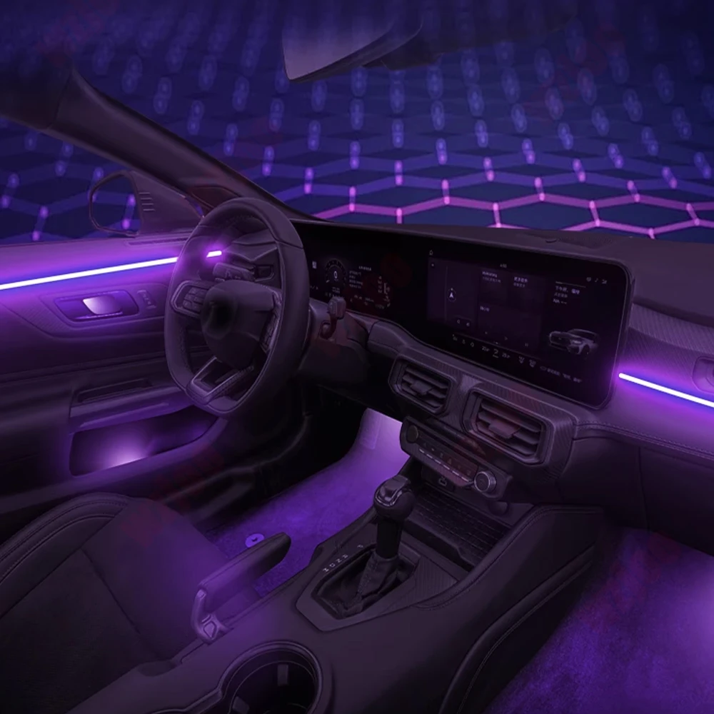 For Ford Mustang 2015 - 2025 LED Car Inner Ambient light  Lnstrument Air Conditioner Outlet Atmosphere Lamp button +APP control