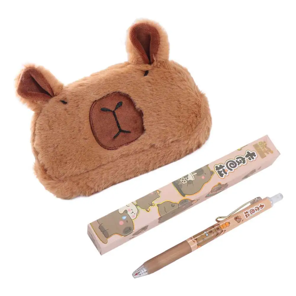 Plush Doll Capybara Plush Pen Bag Capibala Stuffed Cartoon Capybara Pen Soft Cute Capibara Plush Pencil Pouch Signature