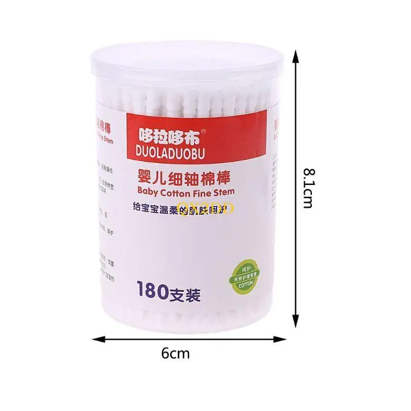 QX2D 180xDual-use Paper Cotton Swab Baby Clean Ear Mouth Ear Nose Belly Button - Image 6