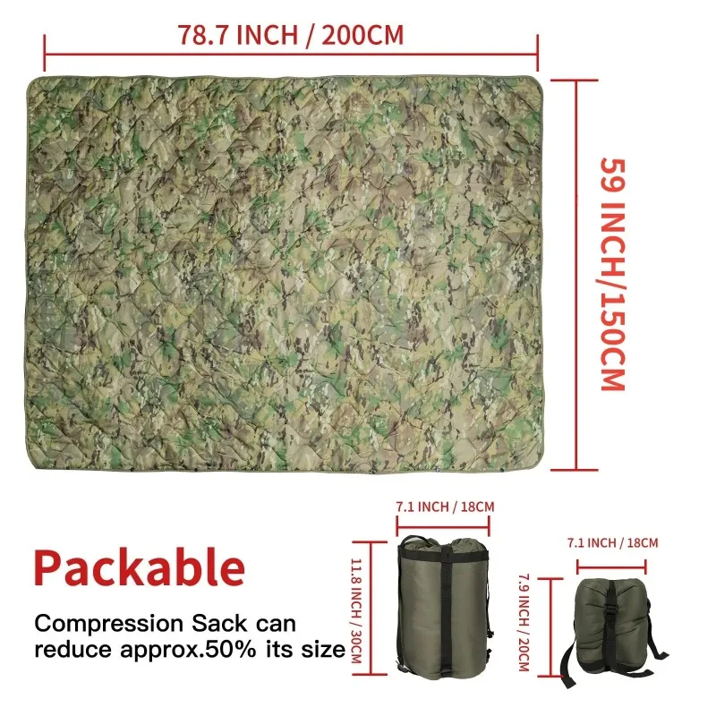 Outdoor Comfortable Quilted Camping 150x200cm Portable Ultralight Camp Quilt Blanket Sleeping Mattress Mat Picnic Blanket