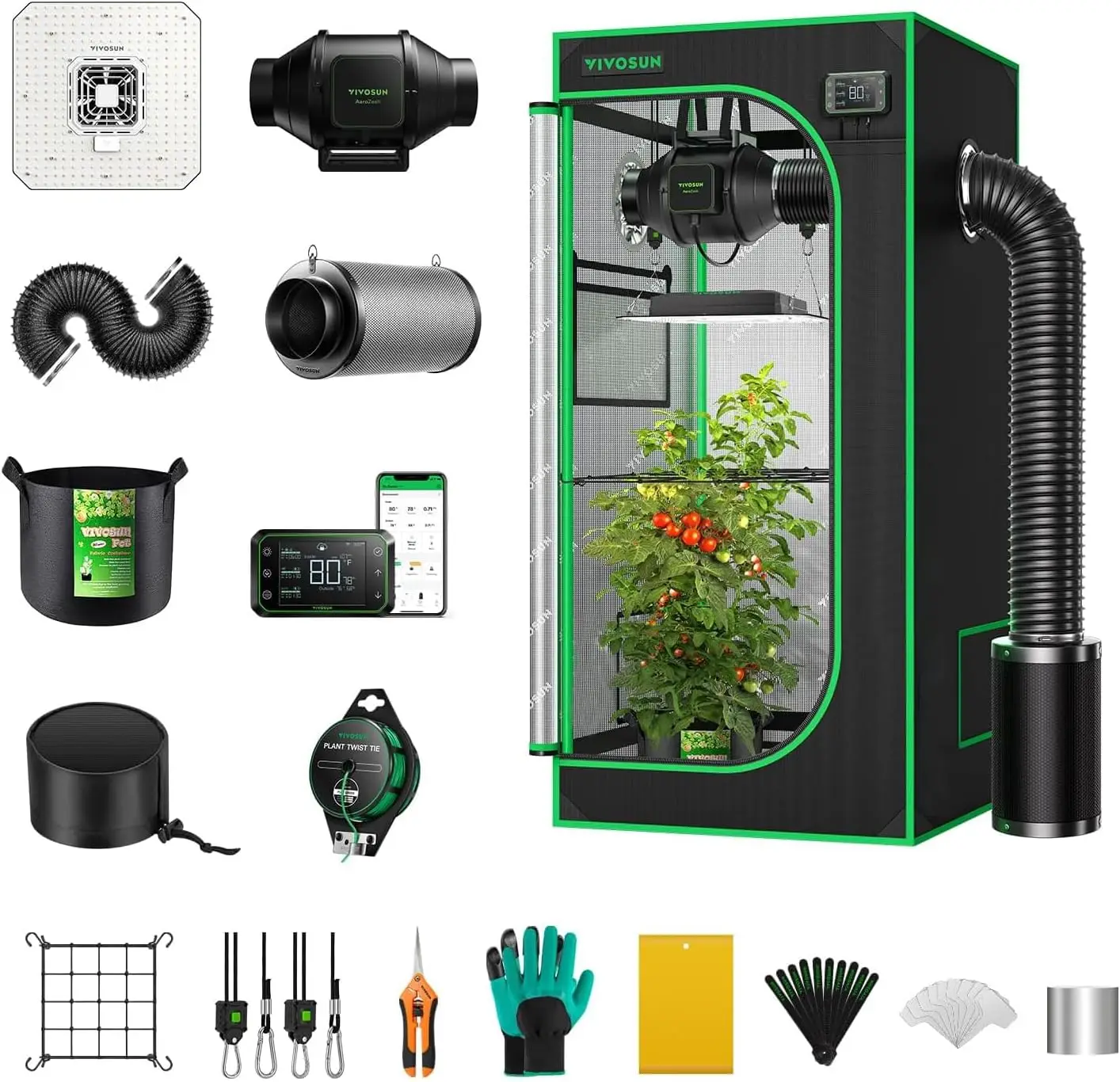 GIY Smart Grow Tent System 2x2, WiFi-Integrated Grow Tent Kit, with Automate Ventilation & Circulation, Schedule Full Spectrum