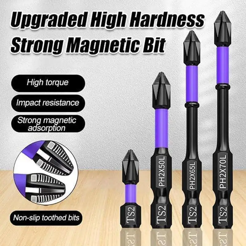 Magnetic Screwdriver Bit Set 6pcs Portable Heavy Duty Magnetic Bit Kit Shockproof D1 Impact Driver Bit Set Cross Slot Head