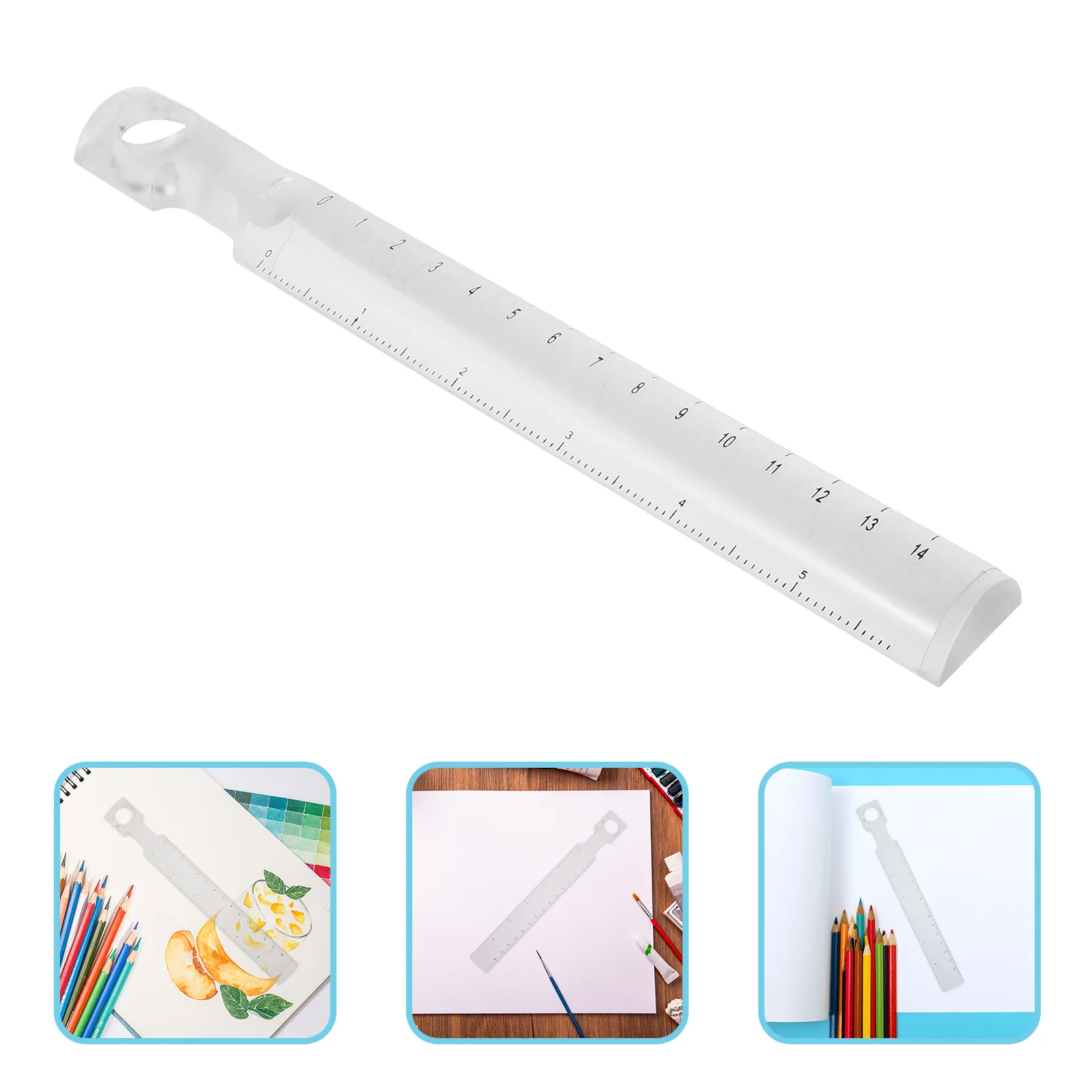 

Geometry Tool Measuring Straight Ruler Magnifying Mirror Multifunction 2X Bar Office