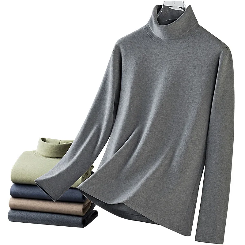 

Мужское термобелье на флисовой подкладке, базовый слой с высоким воротником и длинными рукавами, зимняя теплая эластичная футболка, утолщенная подкладка
