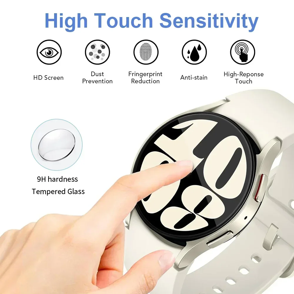 Screen Protector Film For Samsung Galaxy Watch 6 Classic 43mm 47mm 4/5/6 40 44mm 45mm Tempered Glass With Automatic Stick Tool