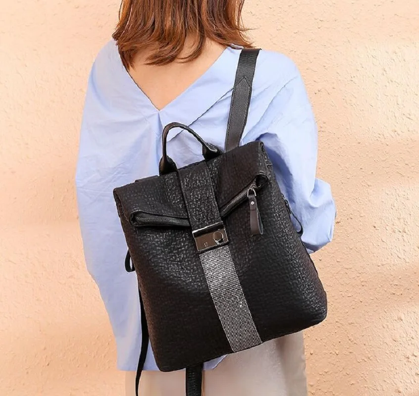 

Hot Sale Korean Fashion Large Capacity Double Shoulder Bags Totes School Bag Women's Soft Leather Travel Backpacks Crossbody Bag
