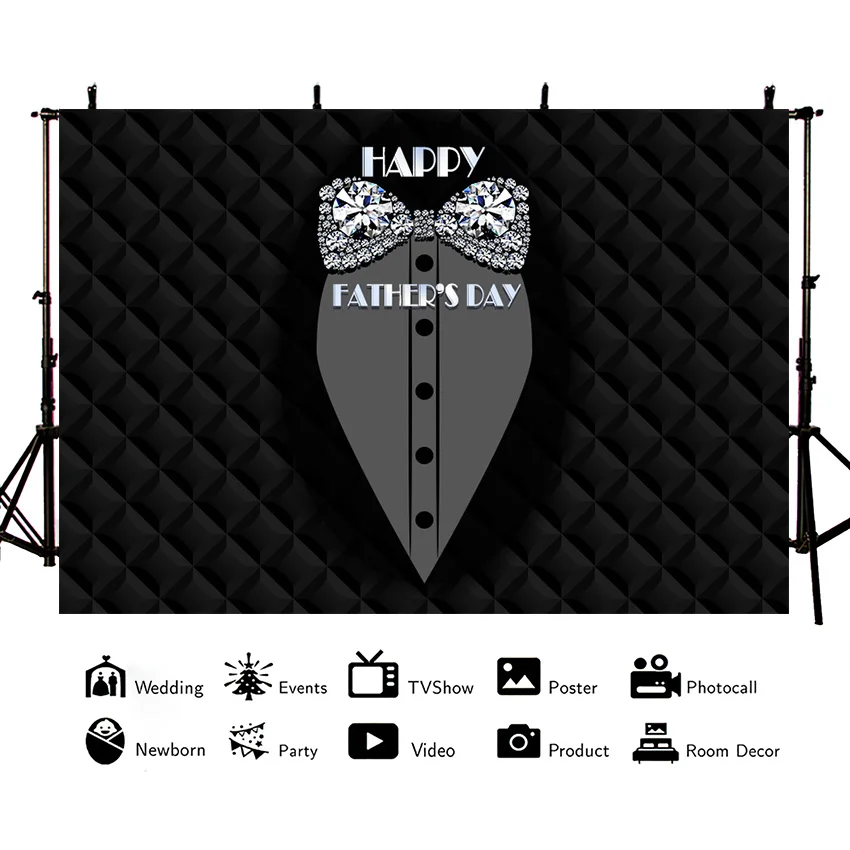 Mehofond Father’s Day Backdrop Gentleman Tuxedo Black and White Suit and Tie Bow Dinner Photography Background Photo Props