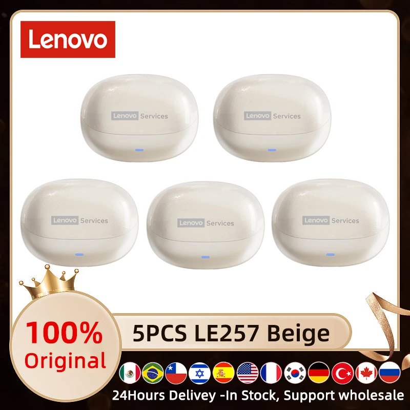 5/10PCS Lenovo LE257 Hoofdtelefoon TWS Draadloze Bluetooth 6.0 HiFi Geluid ENC Oproep Ruisonderdrukking Touch Control met Microfoon Oortelefoon