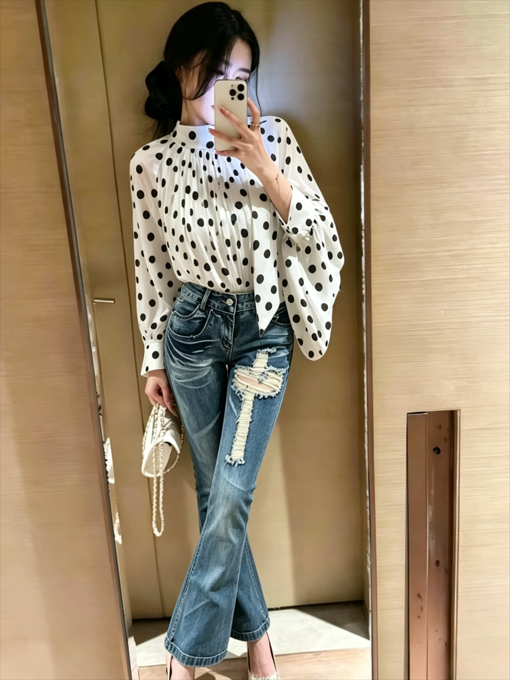 

Vintage Hollow Out Hole Pants Spring High Waist Women's Clothes Fashion Trousers Y2k Harajuku New Zipper Denim Pant Streetwear