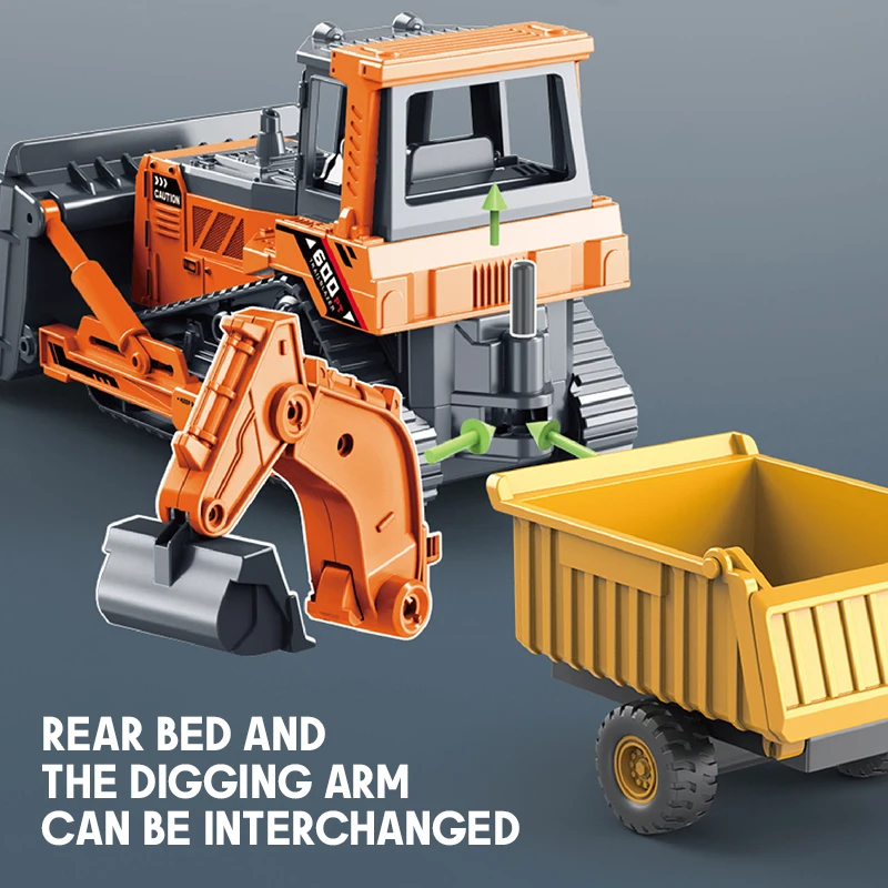 Plastic Double-Head Bulldozer Model Inertial Transport Vehicle Simulation Multi-Functional Forklift Truck Children Xmas Gift