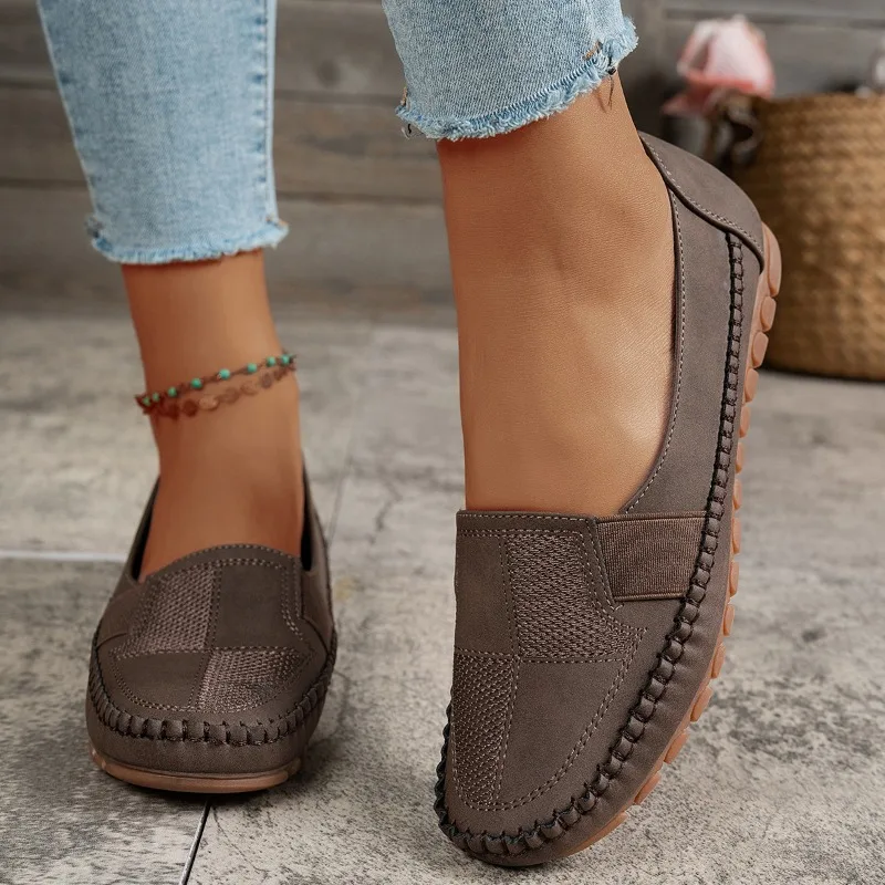 

2026 New Fashion Breathable PU Leather Shoes for Women Women Loafers Casual Shoes Sewing Flats Female Footwear Zapatos De Mujer