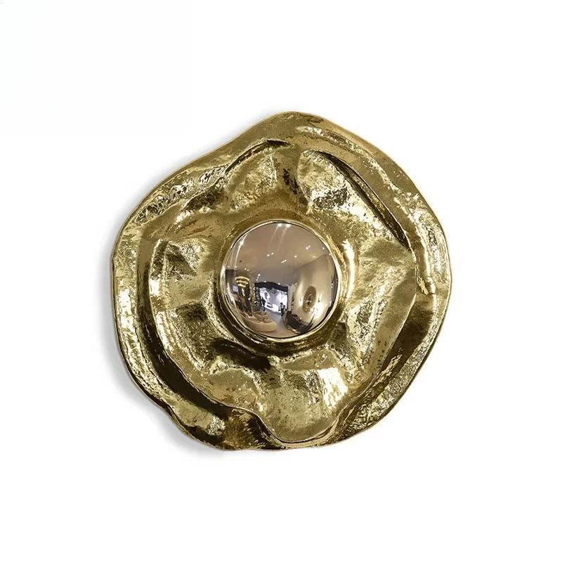 Art Decoration Circular Wall Mirror Gold Brass Luxury Frame Home Decoration