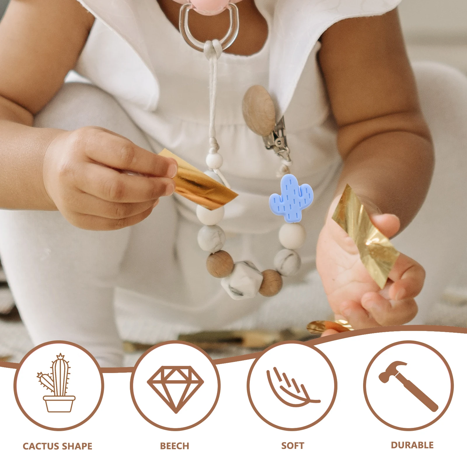 

30pcs Cactus Silicone Loose Spacer Beads For Teething Diy Bracelet Necklace Pacifier Chain Making Durable Food Grade Bright
