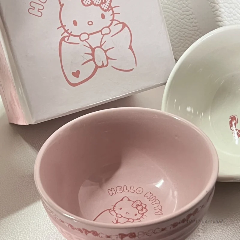 Imagem -04 - Sanrio Hello Kitty Tigela de Cerâmica Estilo Japonês Sopa Doméstica Sala Sobremesa Desenhos Animados Kawaii Tigelas Estéticas Microondas