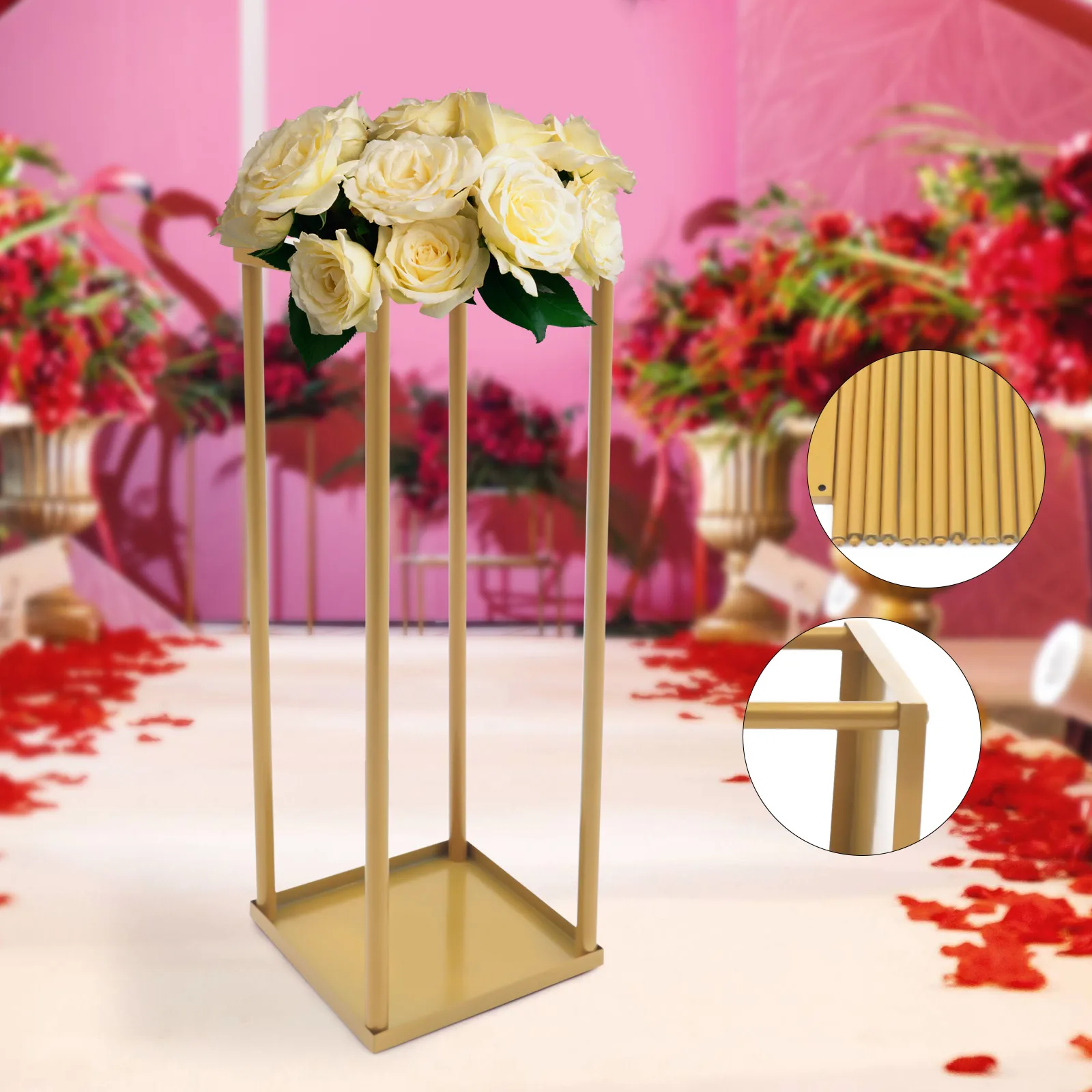 

4 PCS 11.02lbs Large Capacity Carbon Steel Gold Wedding Flower Stands with Sturdy Base for Weddings, Birthday Parties, Banquets