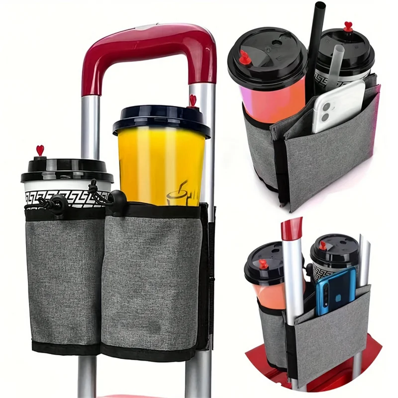 

1PC Travel Luggage Cup Holder Durable Free Hand Suitcase Drink Bag Travel Milk Tea Coffee Mugs Holder Fits All Suitcase Handle