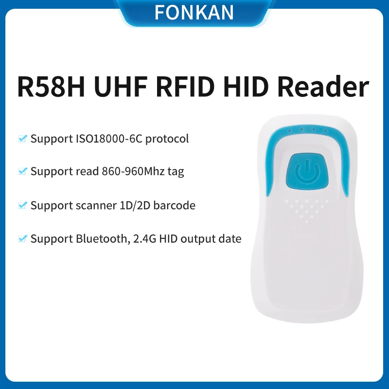 860-960mhz 125khz 13.56mhz optional RFID Reader HID Keyboard Cursor Output with 1D/2D barcode output support Android and Iphone