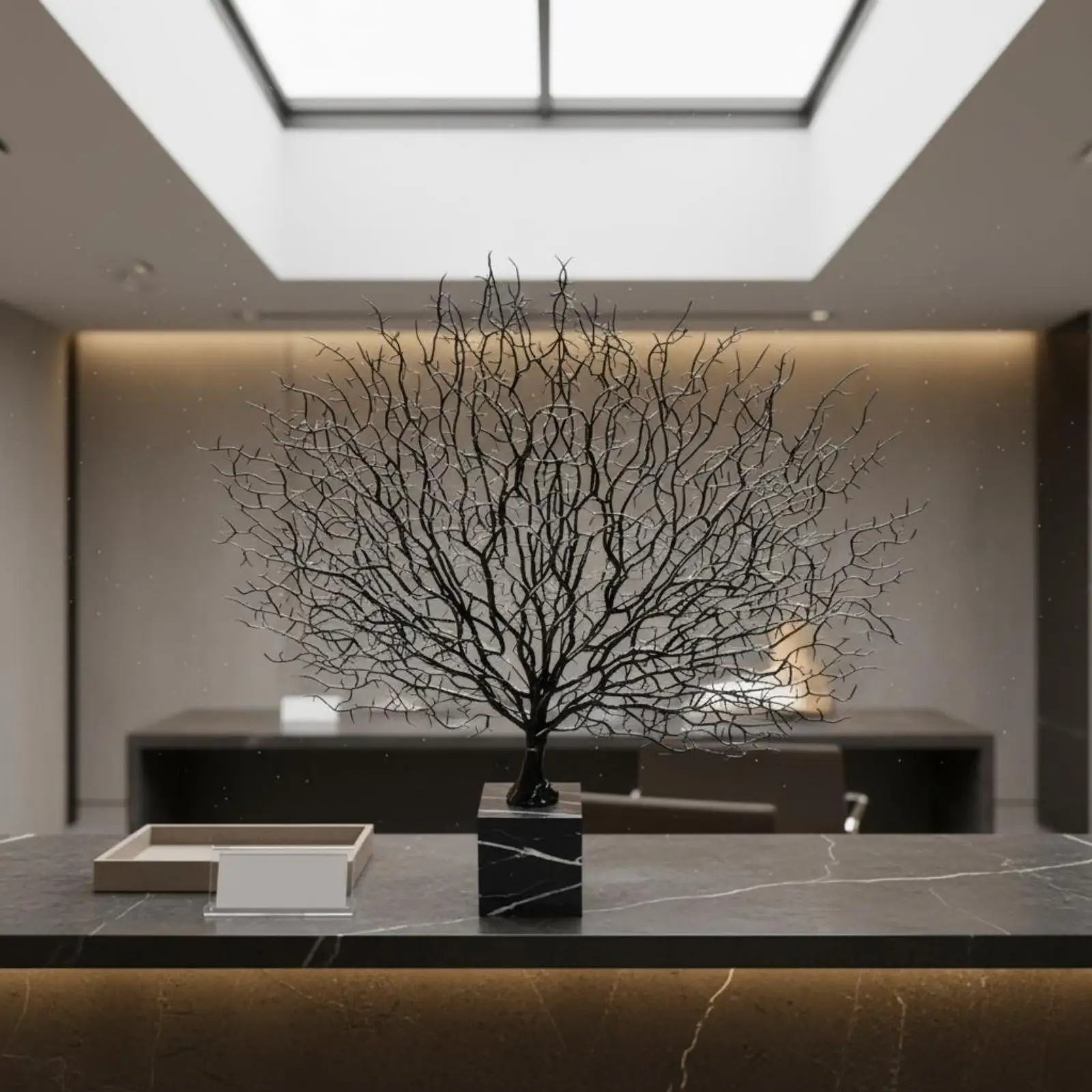 Marble Sculpture Coral Branch Decor Art Table Ornament for Modern Home Aesthetic Room Decoration