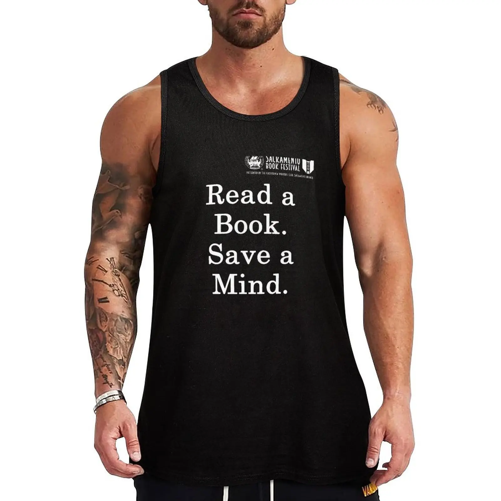 

Sacramento Book Festival: Read a Book, Save a Mind Tank Top Working vest Vest male sleeveless t-shirts for men