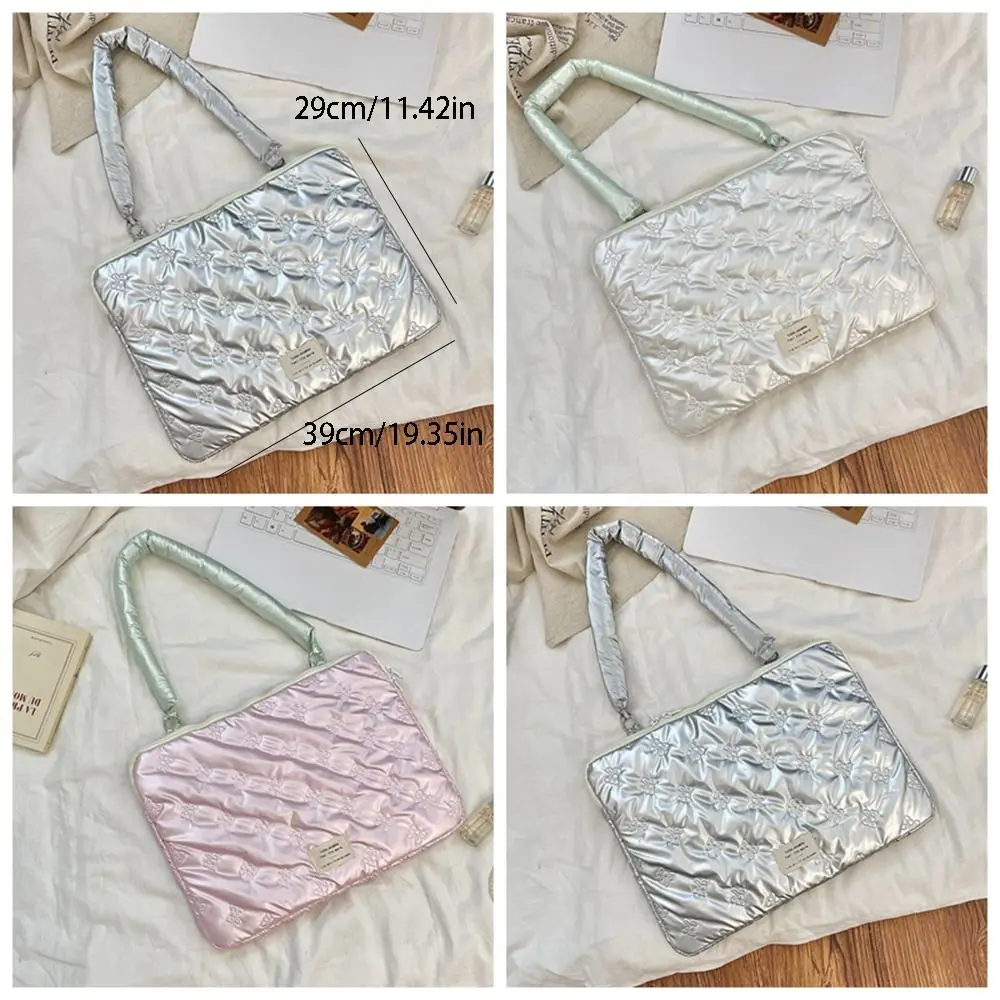 Tas Pelindung Komputer dengan Pegangan 15 Inci Desain Pita Tipis Tas Pembawa Komputer Lembut Lucu Sarung Tablet Bisnis