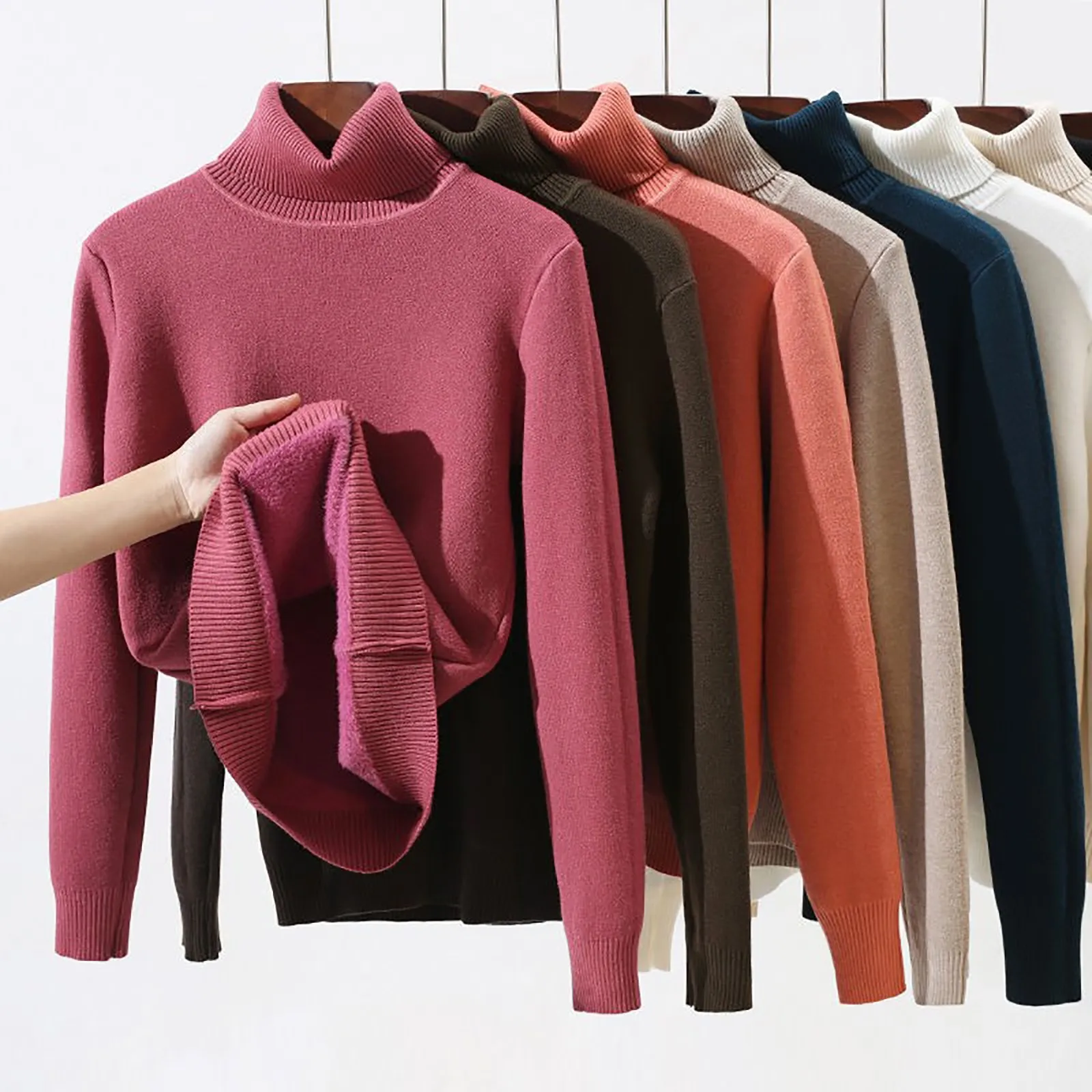 

Thicken Velvet Turtleneck Sweater Women Korean Fashion Lined Warm Sueter Knitted Pullover Slim Top Winter Jersey Knitwear Jumper