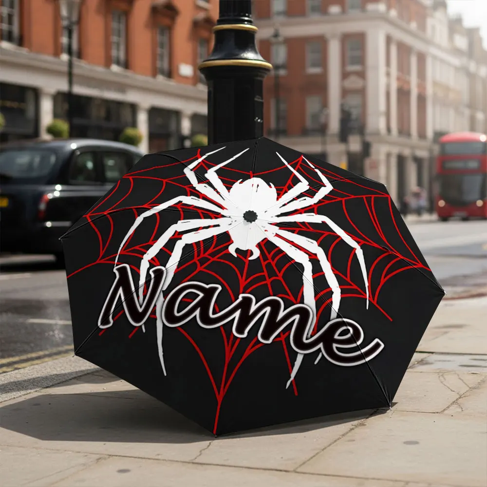 Custom Name umbrella,Spider Web Pattern Umbrella Fashion Folding Umbrella for Sunny and Rainy Days,Christmas Gift