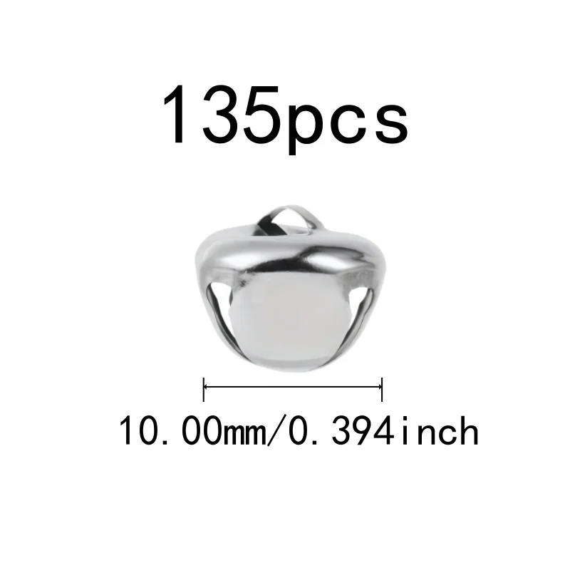 Metal Alloy Material 10mm Metal Craft Bells, 135 pcs, Home Hanging Ornament, Small Delicate Size for Pet Collar Charm, Silver