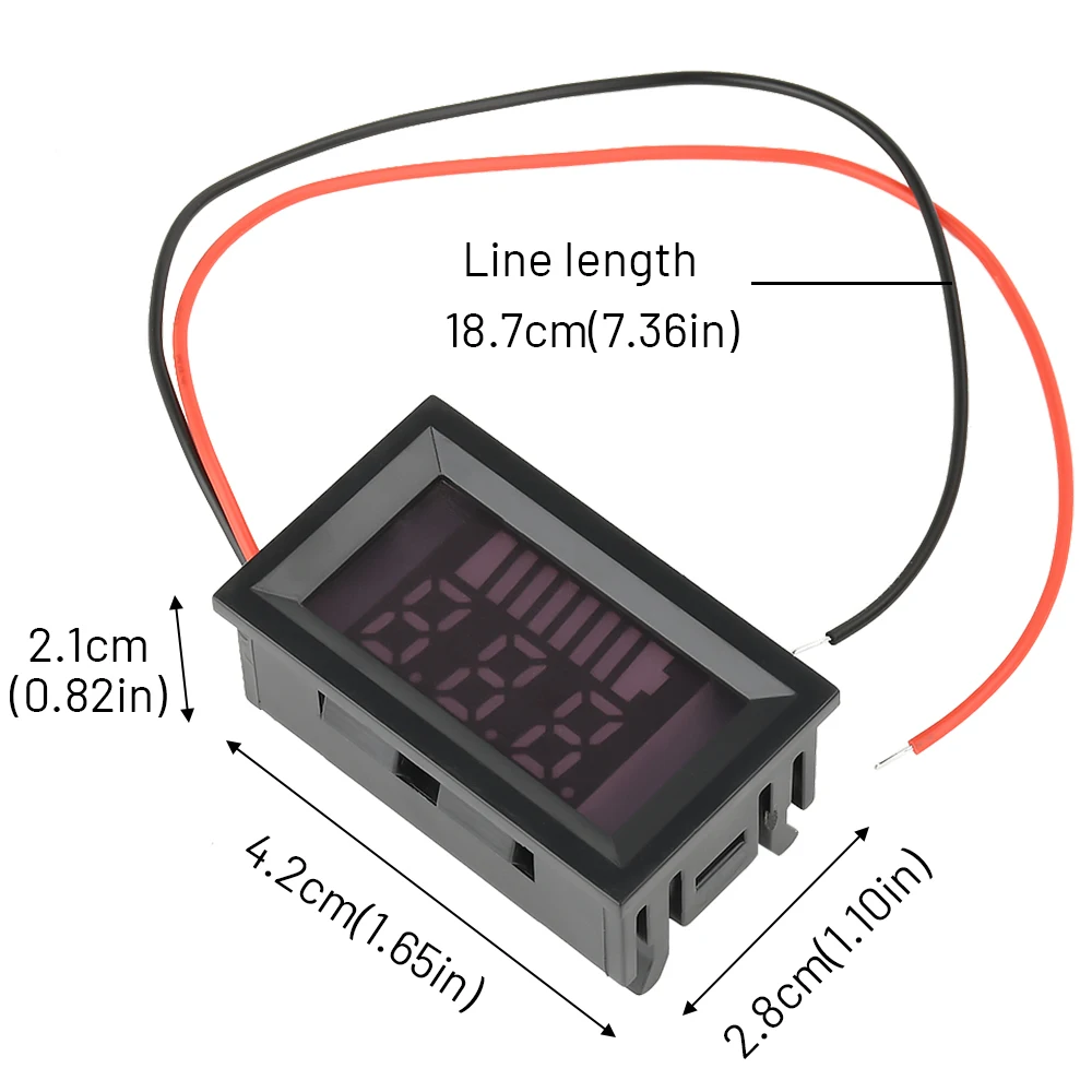 DC 6V-72V Voltmeter Battery Power Indicator Lithium Battery Capacity Meter LED Digital Display Vehicle Car With 20cm Lead Cable