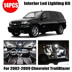 14 Bulbs White Interior LED Car Map Door Light Kit Fit For 2002-2007 2008 2009 Chevrolet TrailBlazer Ceiling Trunk License Lamp