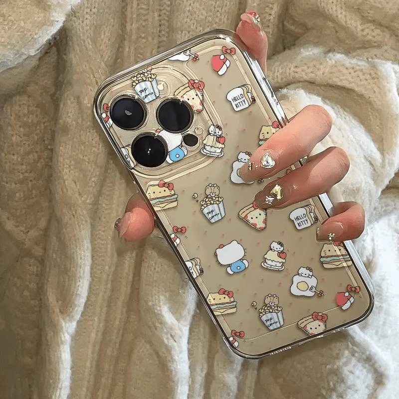 Sanrio Hello Kitty Phone Case For iPhone 15 14 13 Pro Max 11 12 13 Pro Girl Y2K Transparent Air Cushion Soft Shockproof Case