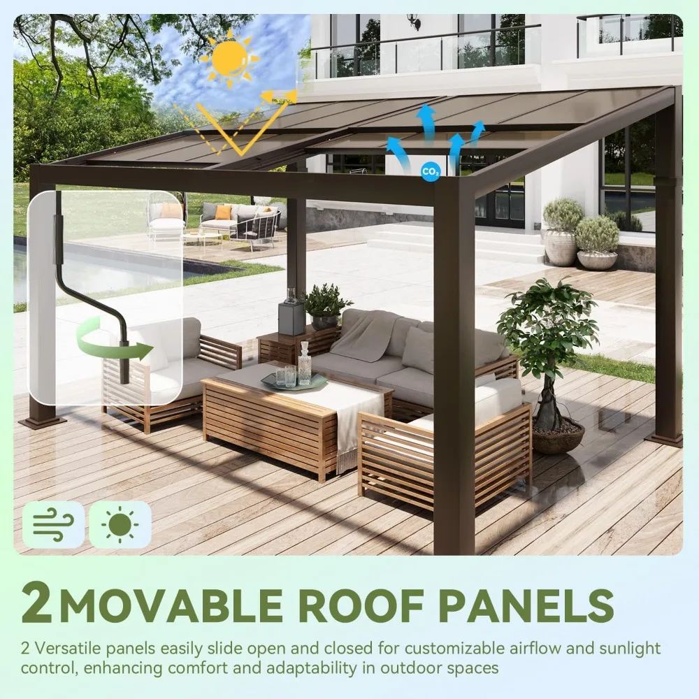 

«Регулируемая беседка на крыше 10x13 футов с алюминиевой рамой для укрытия на открытом воздухе дворика»