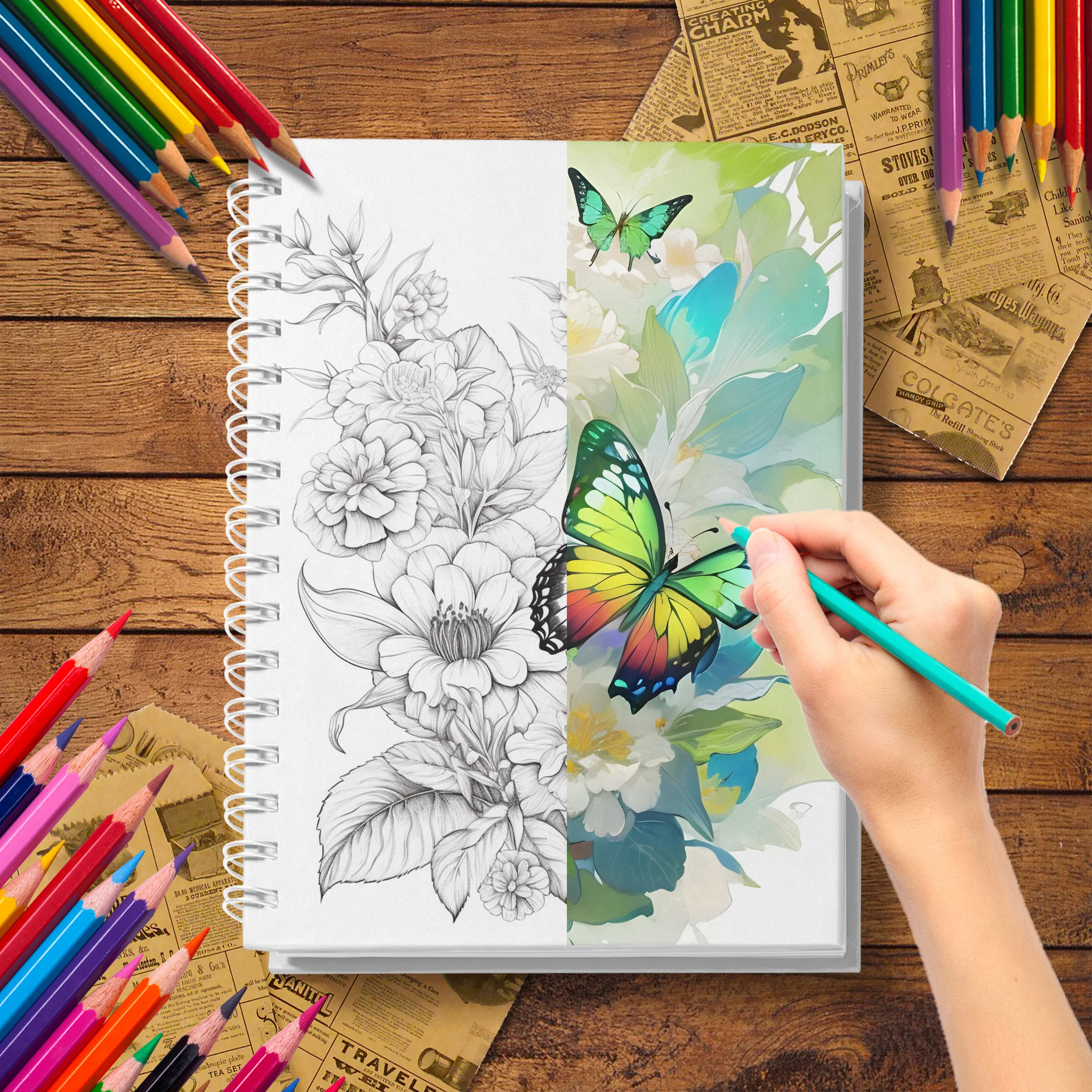 1 Pc Butterfly Theme Adult Coloring Book, Thick Paper Quality, Warm Hearted Gift