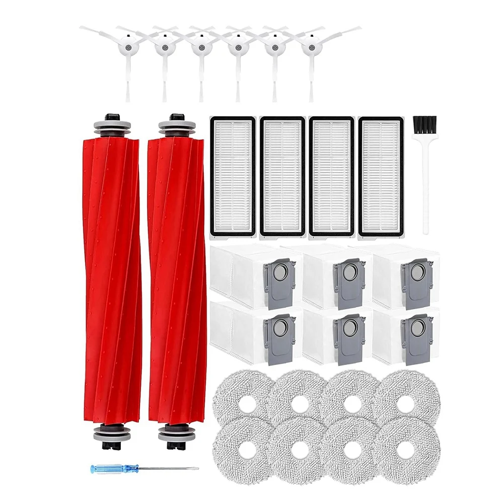 Replacement Parts Kit For Roborock Qrevo Pro Maxv Vacuum Cleaner, 29 Pieces Including Brushes, Filters, Mop Pads, Etc.-Y48A