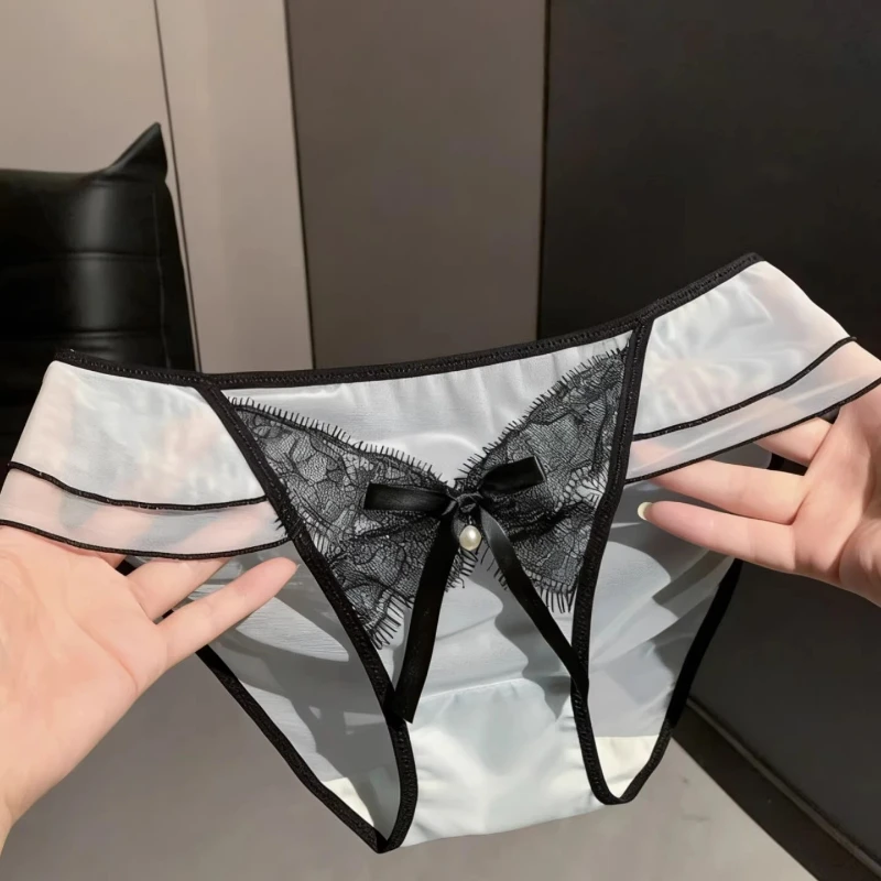 Elegant French Girl lingerie Luxury Lace Underwear Sexy Mesh Breathable Mid Waist Ladies Briefs Soft Sheer Transparent Intimates